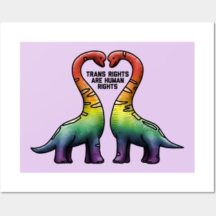 Trans Rights Are Human Rights Brachiosaur Rainbow Posters and Art